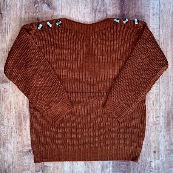 WOMENS PLUS SIZE CURVY BROWN KNITTED SWEATER - Picture 4 of 4